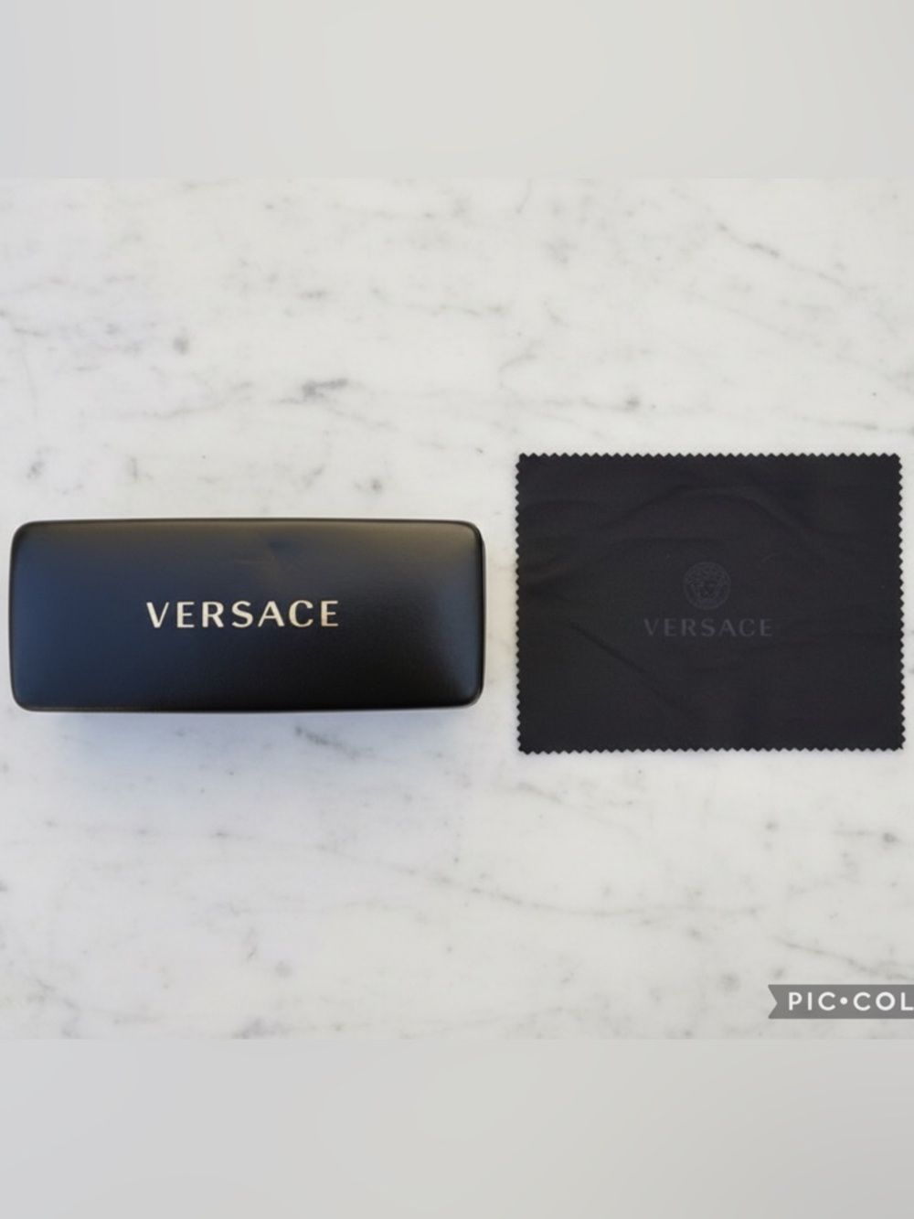 Versace Black Eyeglasses Case with Black Branded Cleaning Cloth